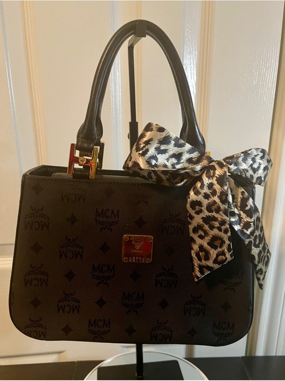 EUC MCM Black Logo Satchel